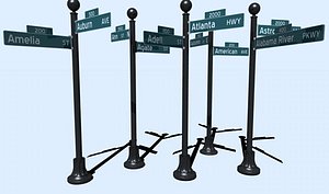 206 street signs names 3d model