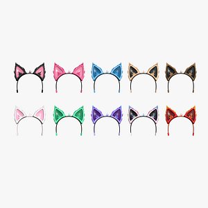 10 Furry Ears Tiara A Collection - Headband Character Design 3D model