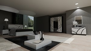 Modern Bedroom  Realistic 3D Model with Lighting and 2K Textures 3D model