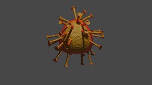 virus germ orange red 3D model