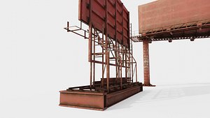 3D oldy rusty advertisement billboards with 4k pbr game ready model