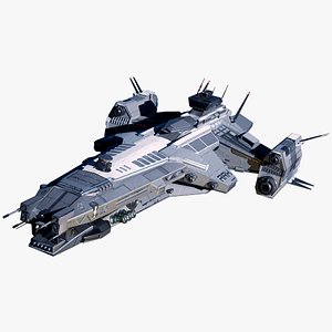 3D Sci-Fi Frigate Capital Spaceship PBR