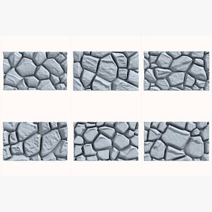 3D Stone Walls - 6 Models Asset_02 model