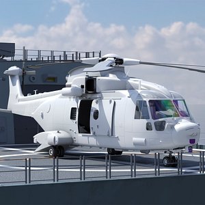 Transport Helicopter on Landing Pad 3D model