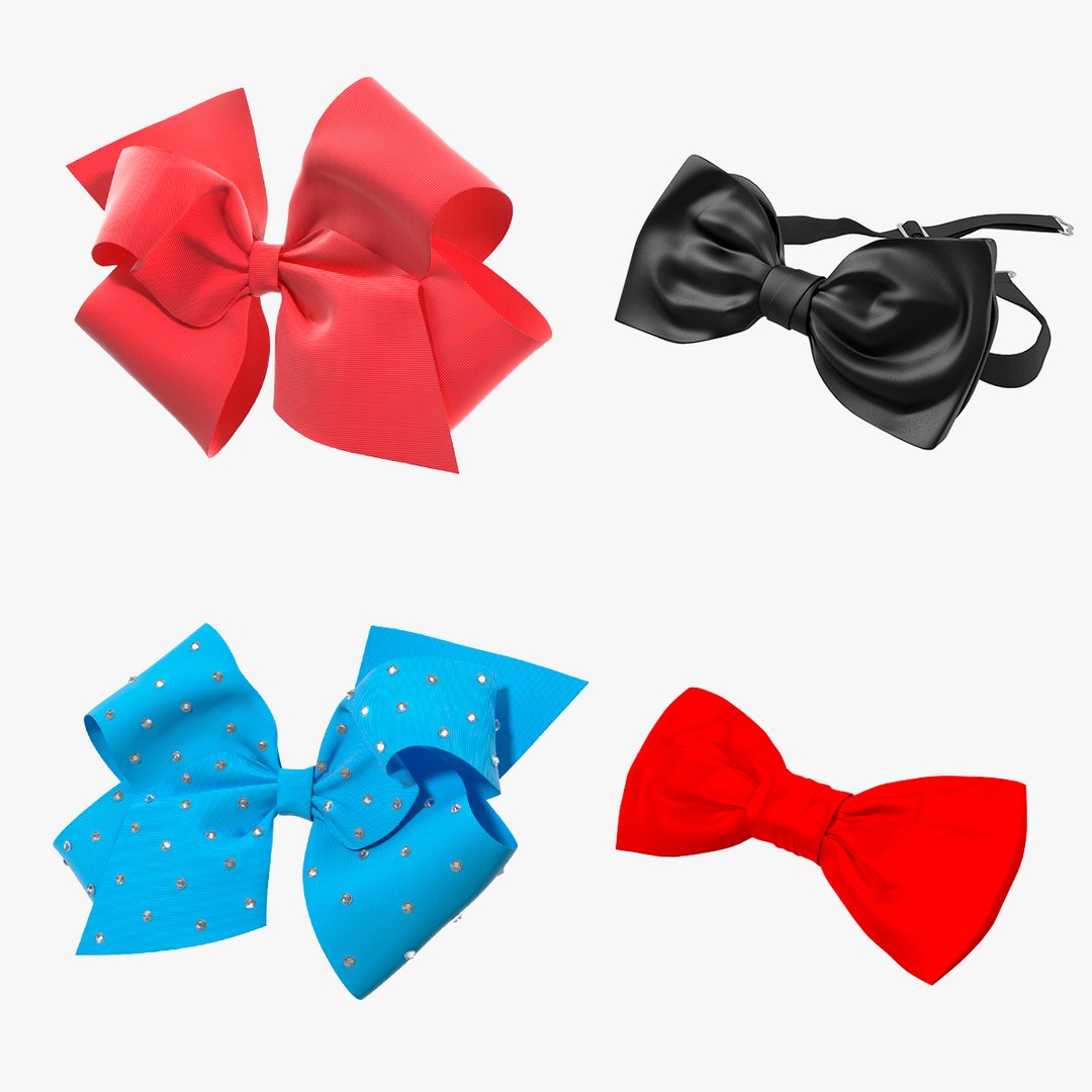 Fashion Accessories Bowtie and Hair Bows Collection 3D model preview