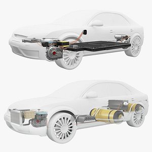 Electric and Hydrogen Fuel car systems 2 in 1 3D model
