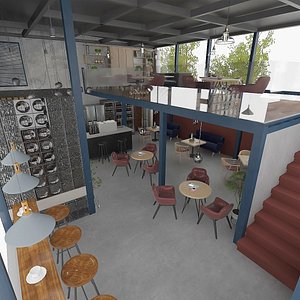 Two-Floor Restaurant Design 3D model