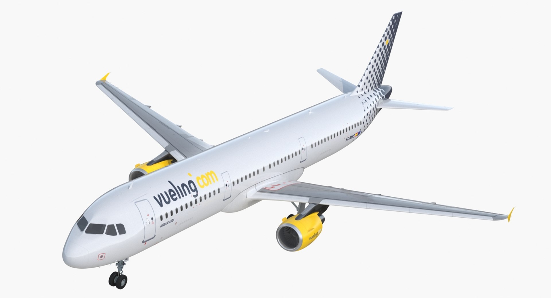 Airbus A321 Vueling Airlines Rigged 3D Model 3D model preview