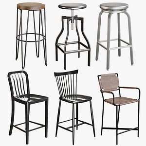 3D model realistic bar stool collections