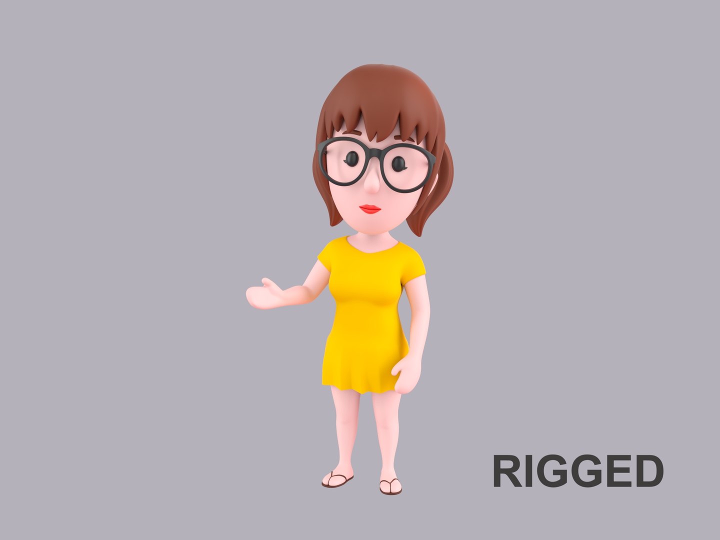 Cartoon Female Character Rigged 011 Model - TurboSquid 2369543