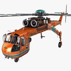 Sikorsky S-64 Skycrane Helicopter Rigged