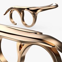 Futuristic Claw Double Ring Gold