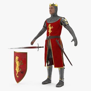 crusader knight king t-pose 3D model
