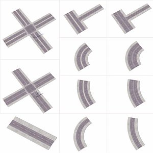 Streets Kit PBR - Game Ready Intersection Two Lines 2