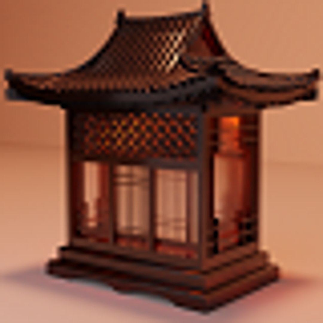 Carved Wood Lamp Japanese Building Architecture Low-poly 3D Model 3D ...