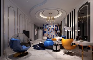 3D bed room interiors