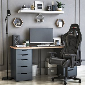 3D office table chair shelf