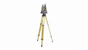 3D model Theodolite Total Station and Tripod