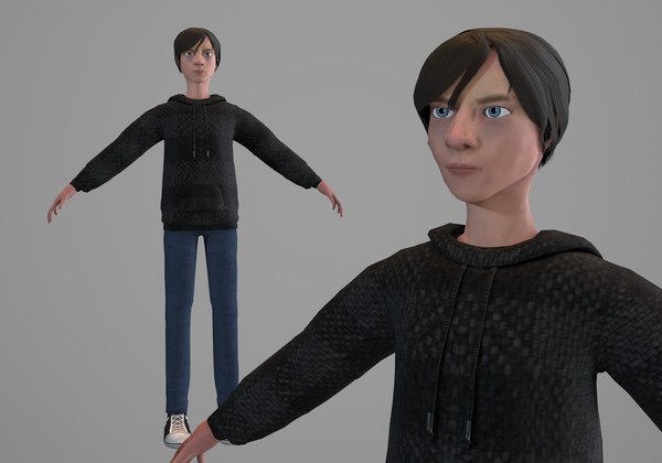 3D male teenager Low-poly model