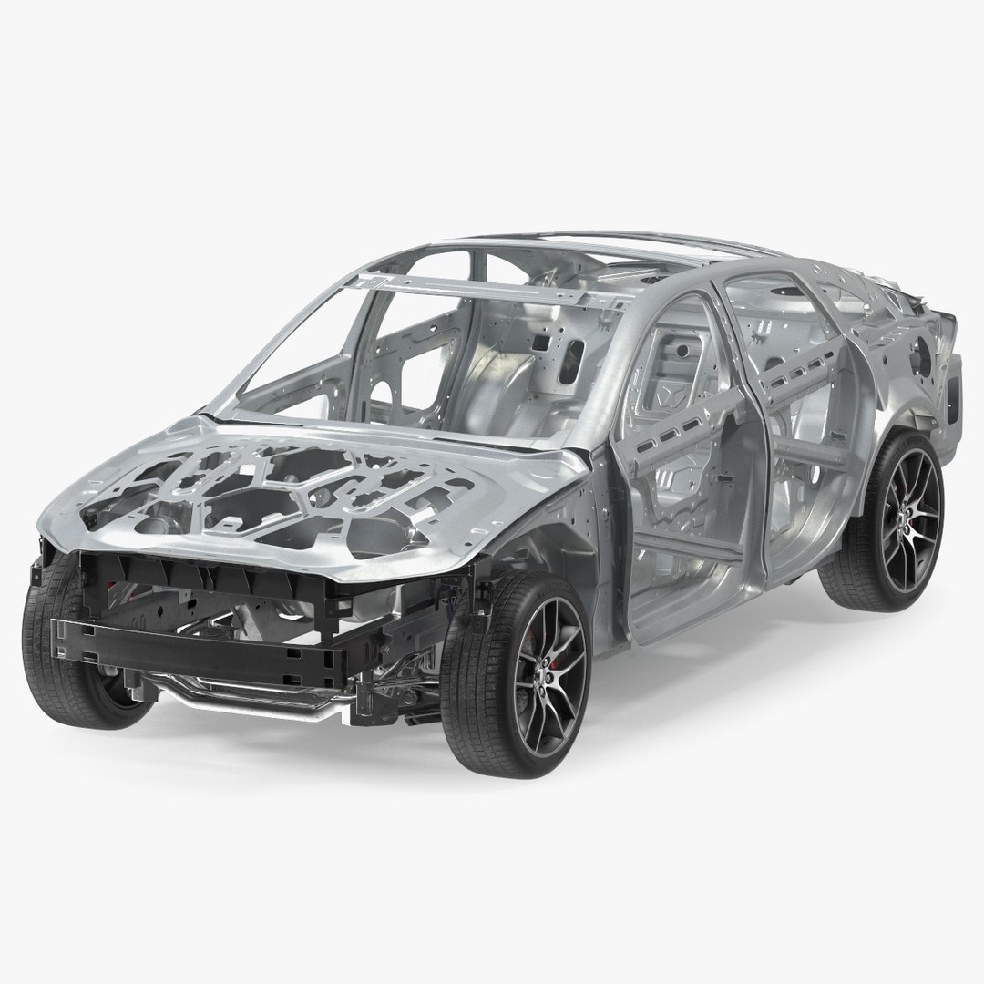 Car Frame and Chassis with Wheels 3D model preview