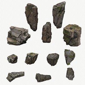 mossy cliff rocks 3D model