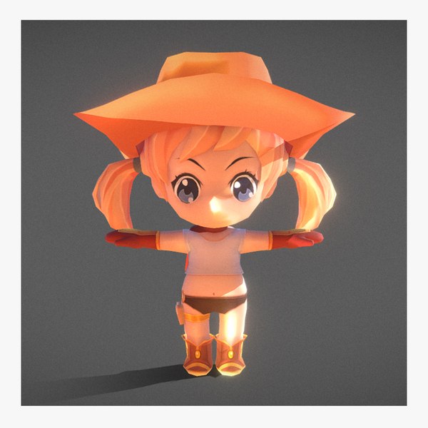 chibi girl cowgirl 3D model