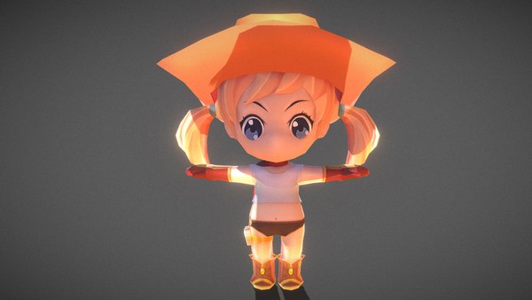 Chibi girl cowgirl 3D model - TurboSquid 1689064