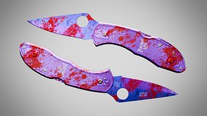 3D model Knife 9 Purple Heart FT With Blood