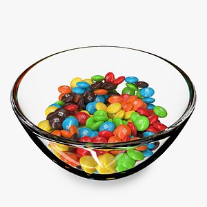 3D M and Ms Candies in Bowl model