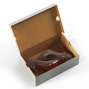 Elegant High Heels in Shoe Box 3D model