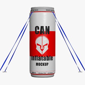 3D Inflatable Can Drink  Editable Mockup  350ml