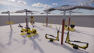 3D model solar-powered fitness equipment-A7
