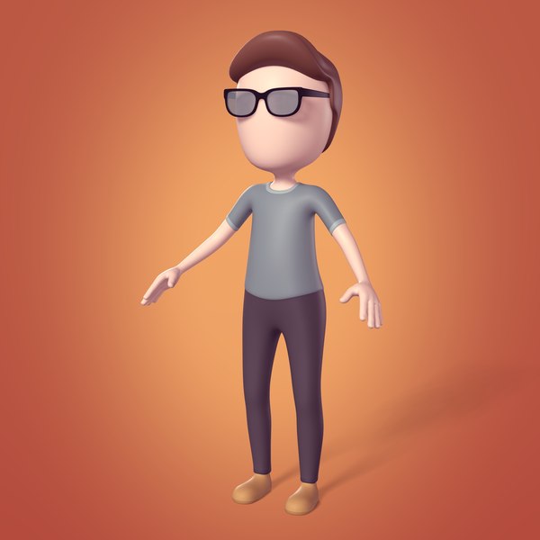 3D cartoon man stickman model