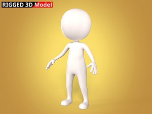 3D cartoon man stickman model
