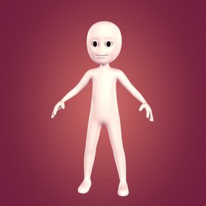 3D cartoon man stickman model