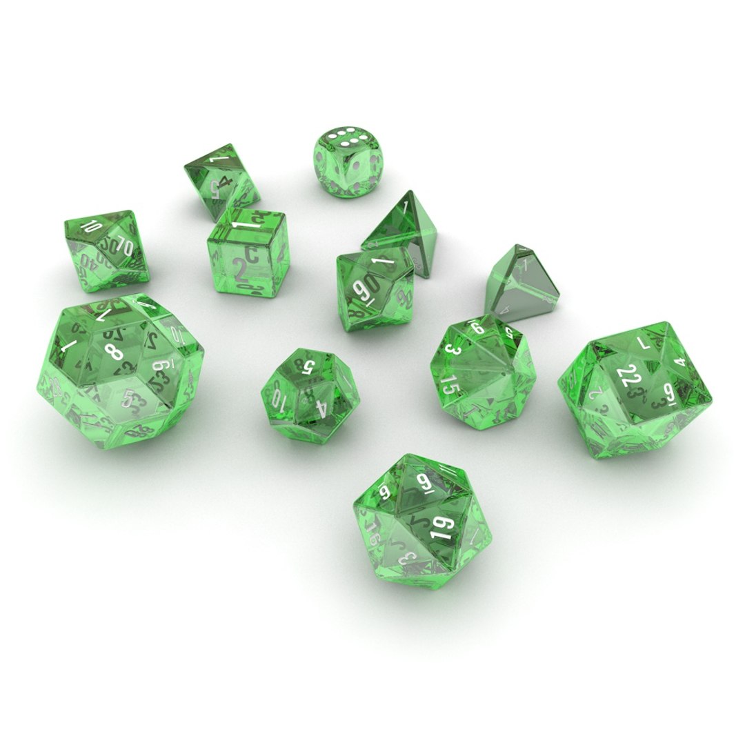 polyhedral dice set - 3d max https://p.turbosquid.com/ts-thumb/5m/6Fn5ec/AcdkgOL1/dice_green_glass_03/jpg/1466456281/1920x1080/fit_q87/660357e494c2ffa48c3443fb8b1df7b5302d8642/dice_green_glass_03.jpg