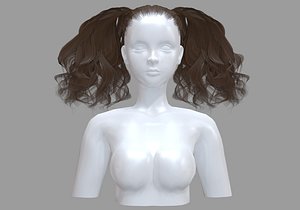 3D model Curly Pigtails Hairstyle - TurboSquid 1933005