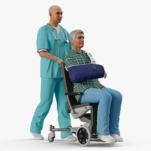 Medical Professional with Patient in Wheelchair model