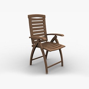 Garden Wood Reclining Chair 02 3D