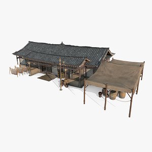 3D model Ancient Asian Architectural Post Stations