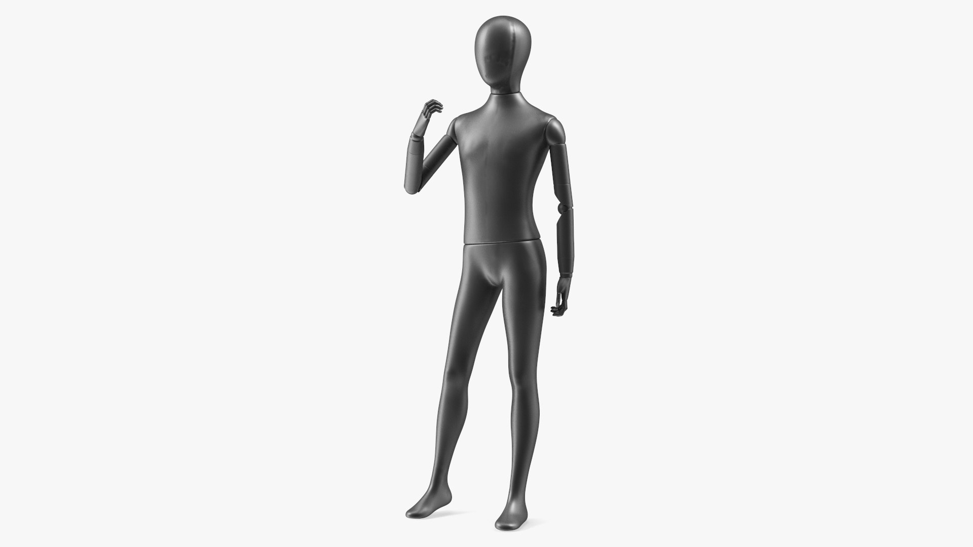 Flexible Child Mannequin Standing Pose Black 3D model preview