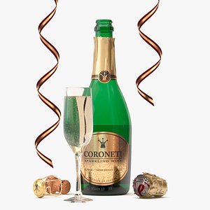 3d model bottle glass coroneti champagne