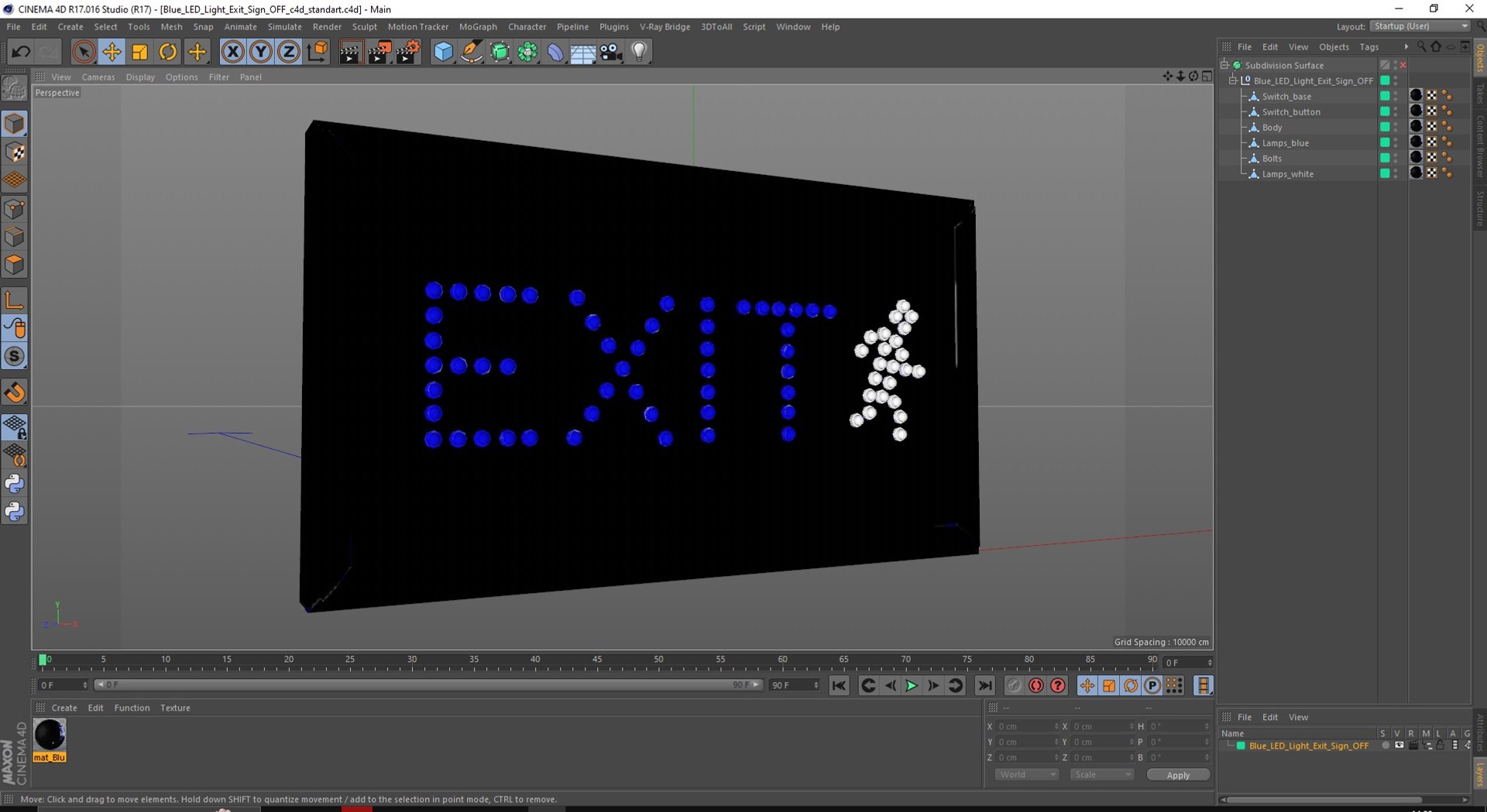 Blue LED Light Exit Sign OFF 3D Model - TurboSquid 2106246