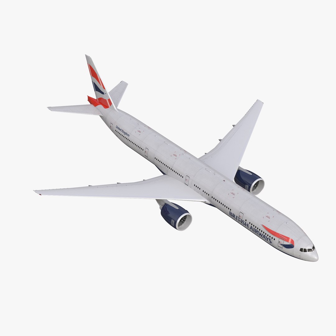 Boeing 777-300 British Airways Rigged 3D Model 3D model preview