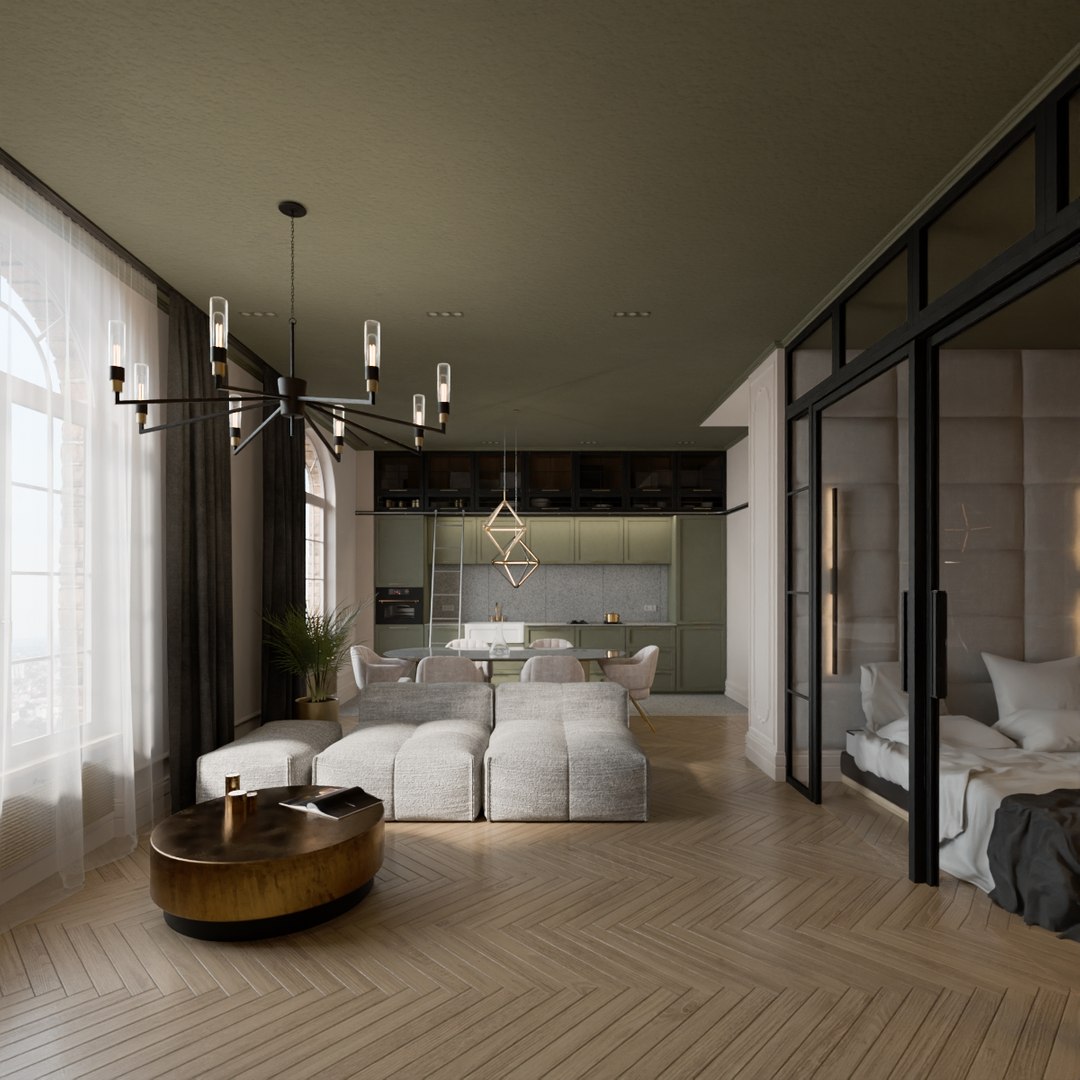Neoclassical Apartment Interior Scene Model - TurboSquid 2185462