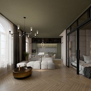 Neoclassical apartment interior scene model