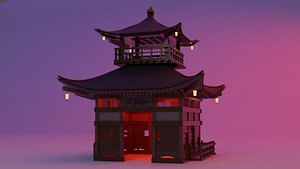 Fureai-Kannon-do hall Japanese Garden Structures Pavilions Low-poly 3D model 3D model