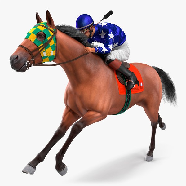 3D bay racing horse running