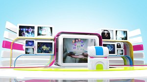 3d model of virtual studio tv