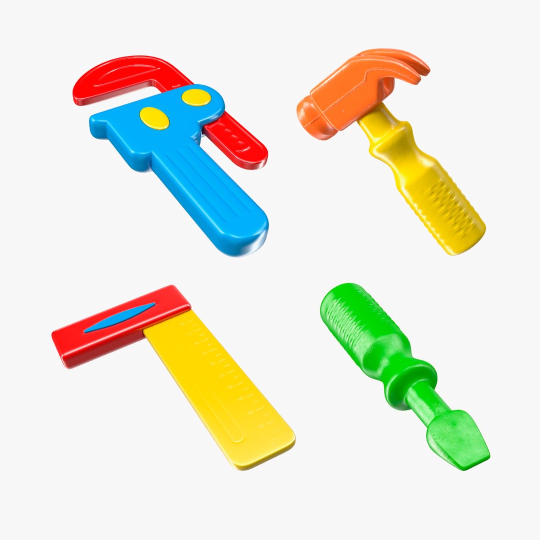 Plastic Toy Tools Collection 3 3D model preview